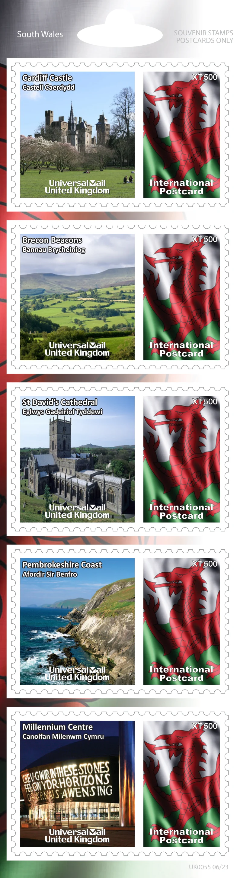 Wales stamp strip